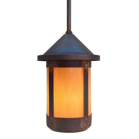 Arroyo Craftsman 6" Berkeley Stem Hung Pendant, Bronze, Rain Mist Glass BSH-6RM-BZ